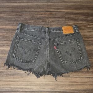 Levis Shorts Womens W28 Black Denim Jean Cutoff Premium 501